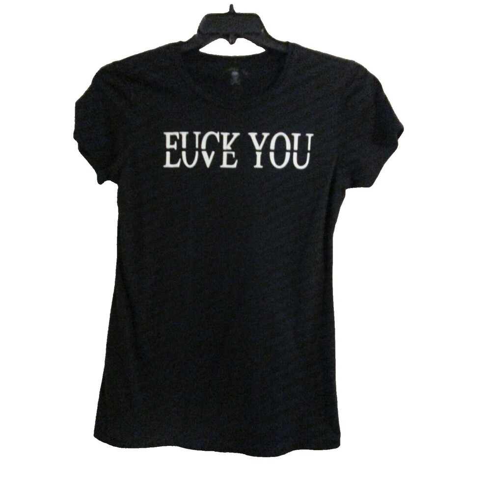 Cartel Ink Womens Shirt Large Black Short Sleeve Graphic Euck You Graphic Tee